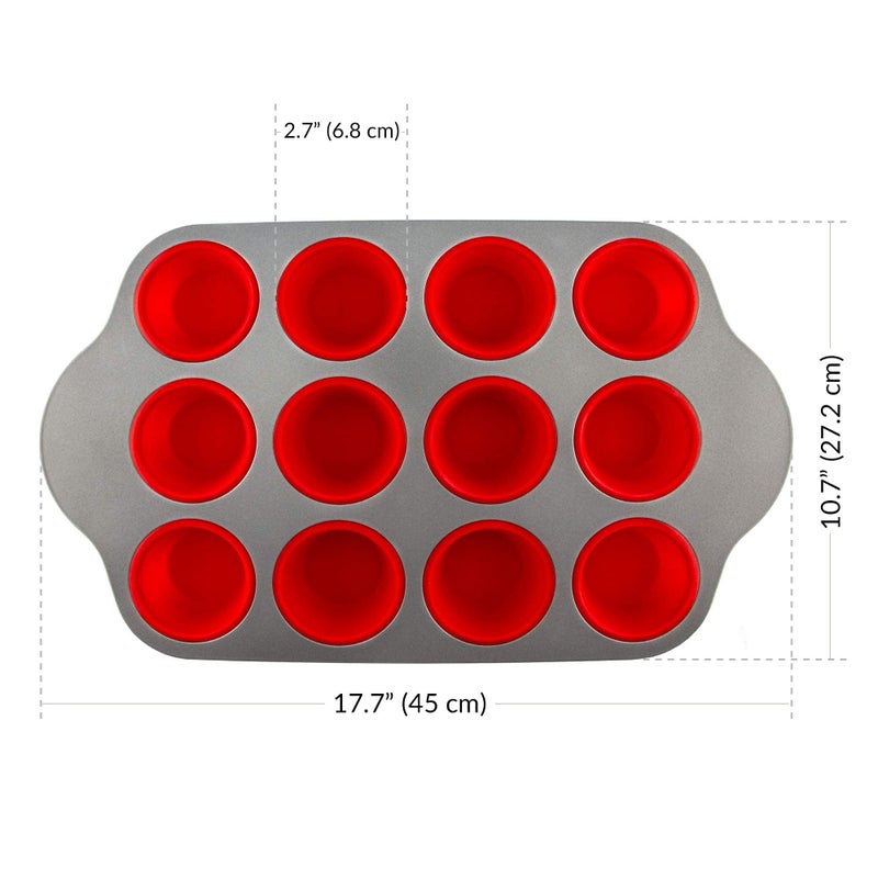 Boxiki Kitchen Non-Stick 12 Cup Silicone Muffin Pan With Steel Frame - BPA Free, Non-Toxic, Anti-Warp, Durable & Easy to Pop Silicone Muffin Tin - Perfect Cupcake Pan - Image 5